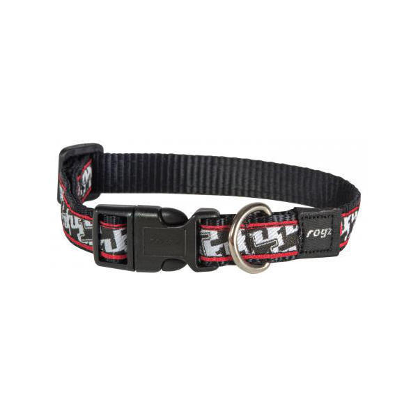 Rogz Scooter Hound Dog Black Dog Collar Size Medium (26-40cm) RRP £5.99 CLEARANCE XL £3.99